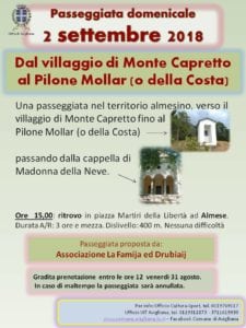 Locandina passeggiata domenicale 2 settembre 2018