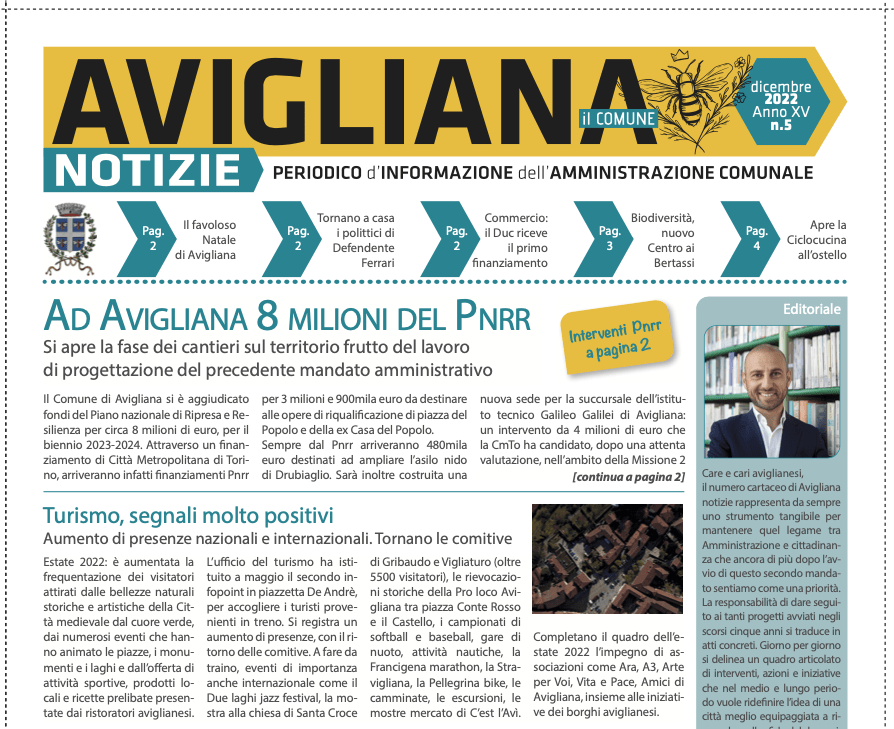 Avigliana notizie, arriva il nuovo numero di dicembre 2022 • AVIGLIAN@  notizie