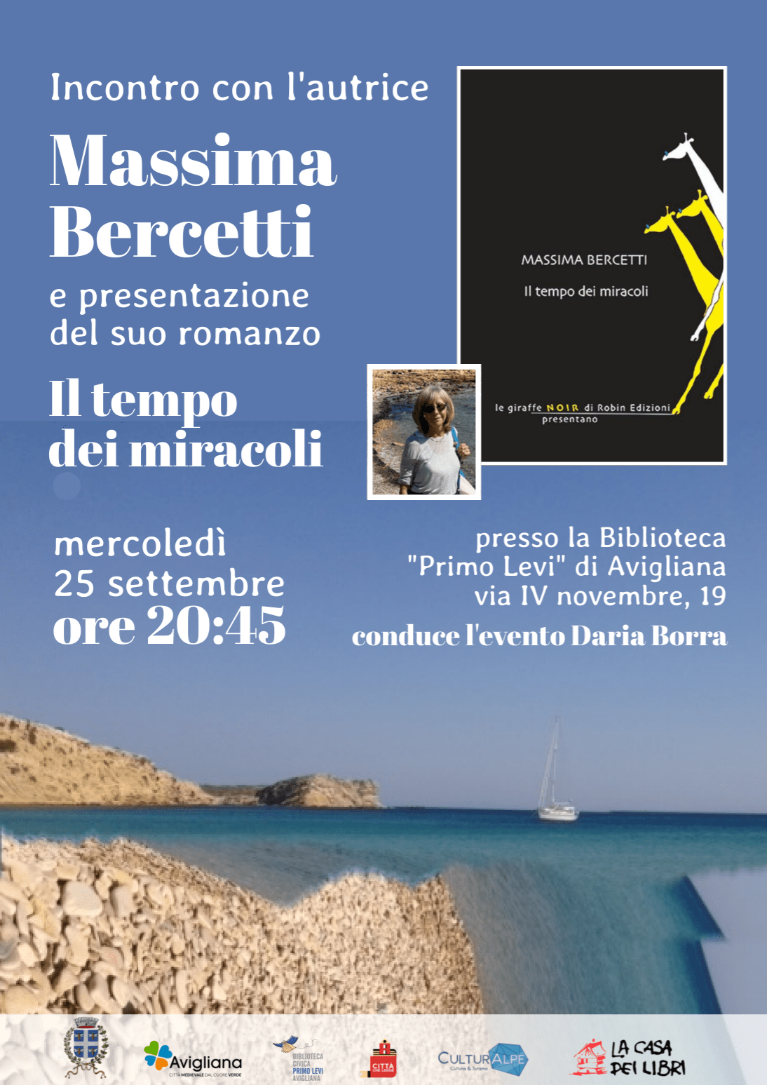 Massima Bercetti, autrice di "Il tempo dei miracoli", presentazione del romanzo mercoledì 25 settembre 2024 alle 20,45 in biblioteca