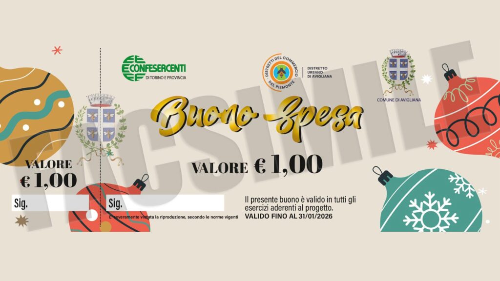 I Buoni di Natale del 2025. Progetto degli assessorati al Commercio e alle Politiche sociali, Distretto del Commercio, con la collaborazione tecnica di Confesercenti Torino e Provincia