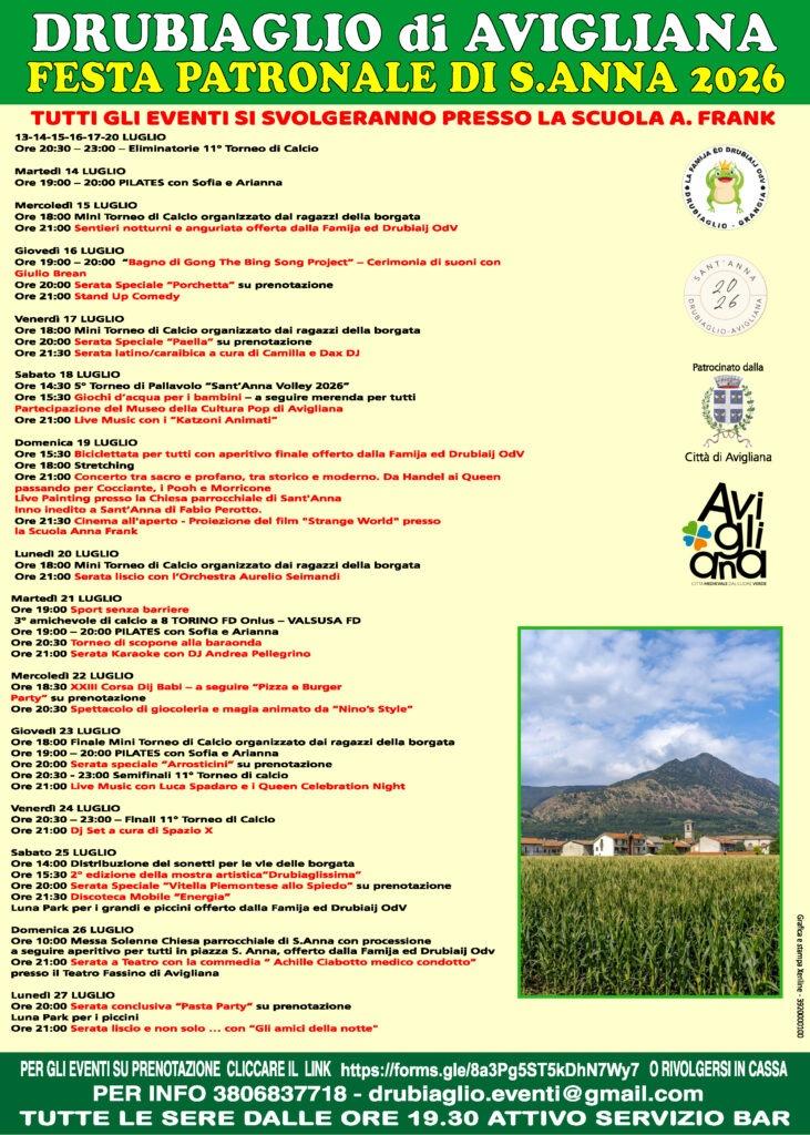 Il programma della Festa patronale di Sant'Anna 2026